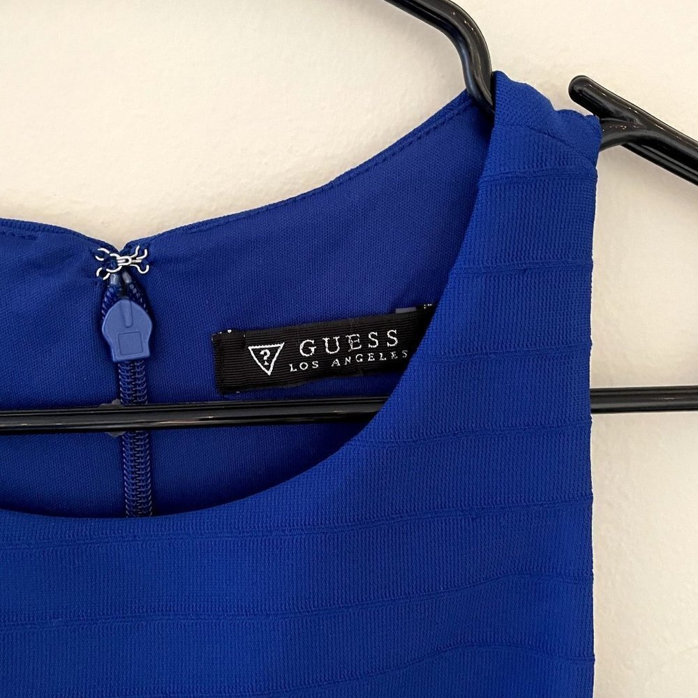 Guess navy blue off the shoulder sleeveless summer formal dress fully lined - Picture 3 of 10